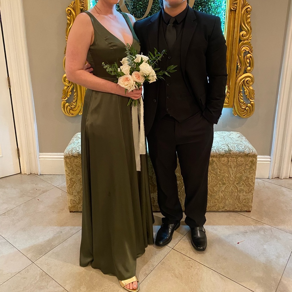 David’s Bridal Martini Olive Green Dress Size 8